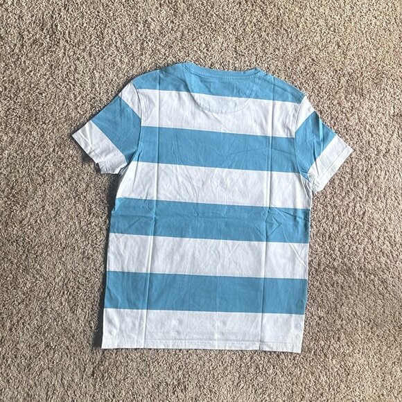 New SELECTED Blue & White Striped Cotton T-Shirt - Size L (Unisex) - Picture 4 of 6